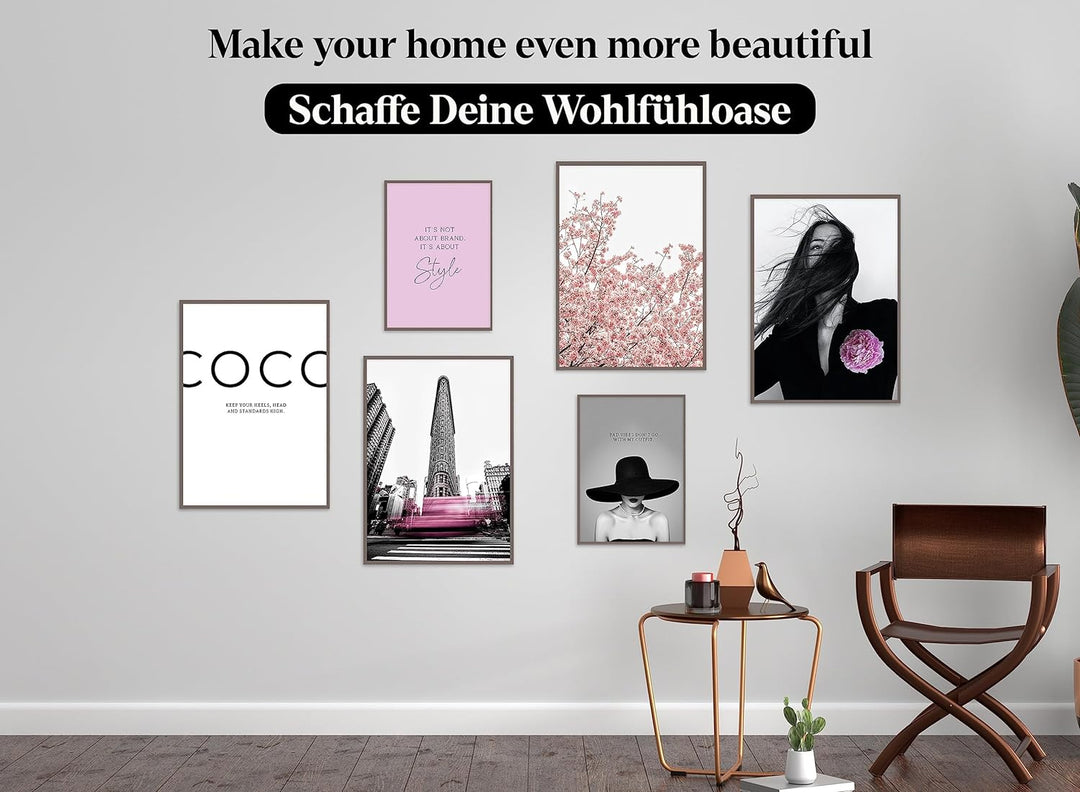 CreativeRobin » Rose, Style & Fashion « Wandbilder Poster-set | Wohnzimmer Deko | 4x A3 + 2x A4 Wand