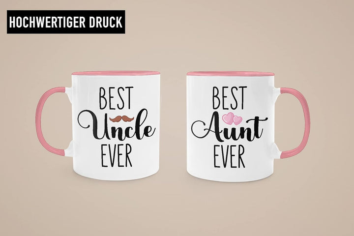 Trendation - Bester Onkel und Beste Tante Geschenk Set Tassen Geschenkidee für Tante und Onkel Gebur
