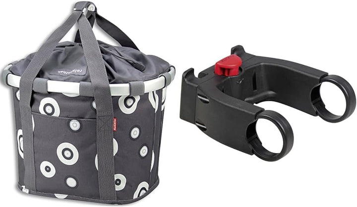KLICKfix Unisex Fahrradtasche Bubble Anthracite Bundle mit Lenkeradapter E, Bubble Anthracite Bundle