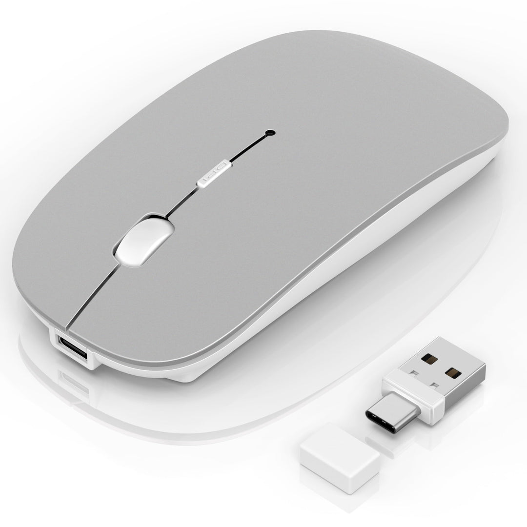 Mouse Wireless Bluetooth 5.2/3.0 e ricevitore USB-A/tipo C 2 in 1, Mouse silenzioso Con modalità jig