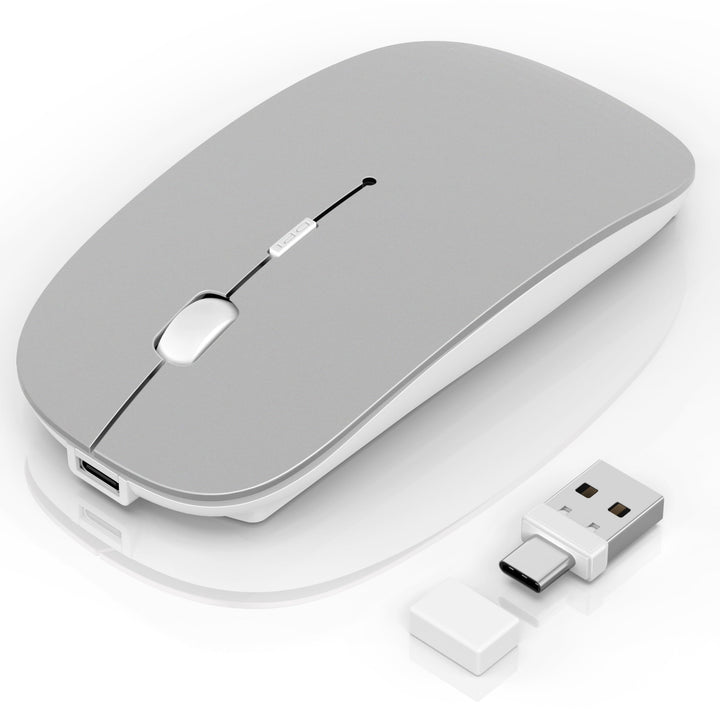 Mouse Wireless Bluetooth 5.2/3.0 e ricevitore USB-A/tipo C 2 in 1, Mouse silenzioso Con modalità jig