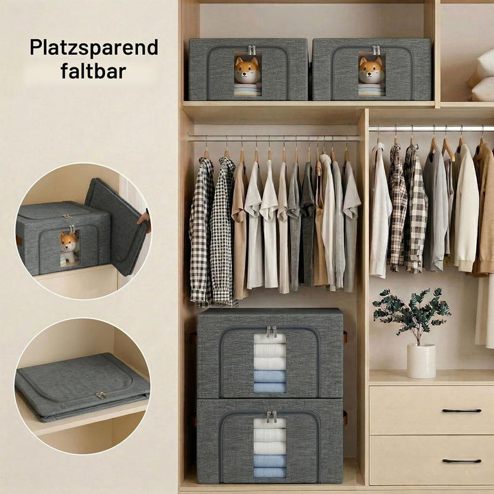 Kleidung Aufbewahrungstasche Faltbar Metallrahmen: Stapelbare Aufbewahrungsbox mit Deckel für Kleide