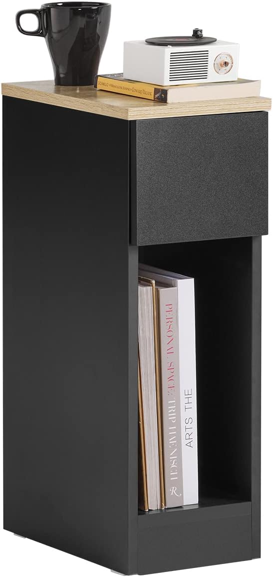 SoBuy FBT111-SCH Nachttisch mit Schublade für Boxspringbett Sofatisch Beistelltisch schmal Telefonti