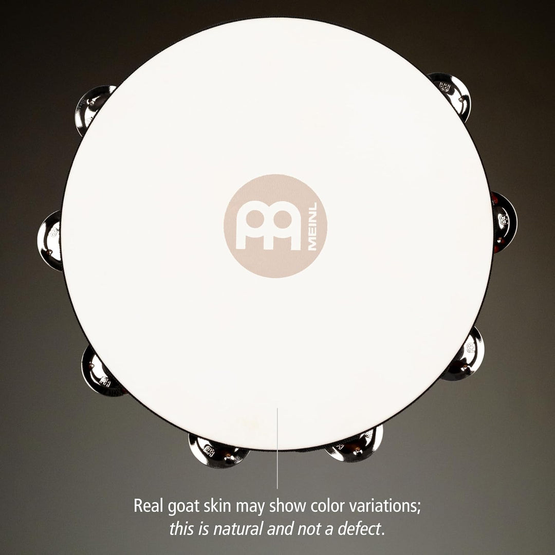 Meinl Percussion TAH2AB Headed Wood Tambourine mit Stahlschellen (2-reihig), 25,40 cm (10 Zoll) Durc