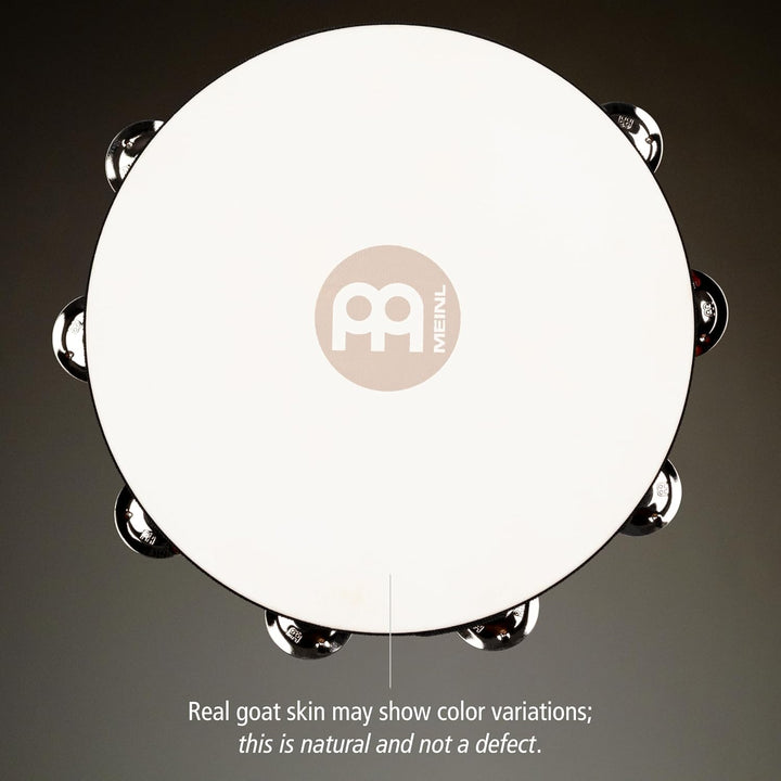 Meinl Percussion TAH2AB Headed Wood Tambourine mit Stahlschellen (2-reihig), 25,40 cm (10 Zoll) Durc