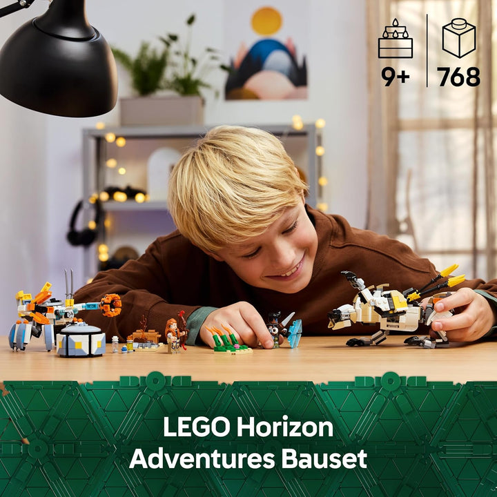 LEGO Horizon Adventures Aloy und Varl vs. Panzerwanderer und Sägezahn, Spielzeug mit Monstermaschine