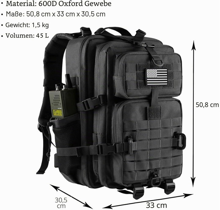 Hannibal Tactical Militär Taktischer Rucksack Cooper Rucksack Armee Assault Pack 3 Tage Bug Out Go B