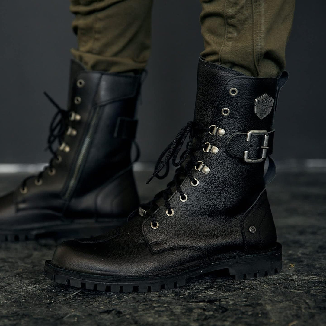 BROGER Ohio Motorradstiefel | Rindsleder | SAS-TEC Knöchelprotektoren | Doppelte Nähte | Verstärkte
