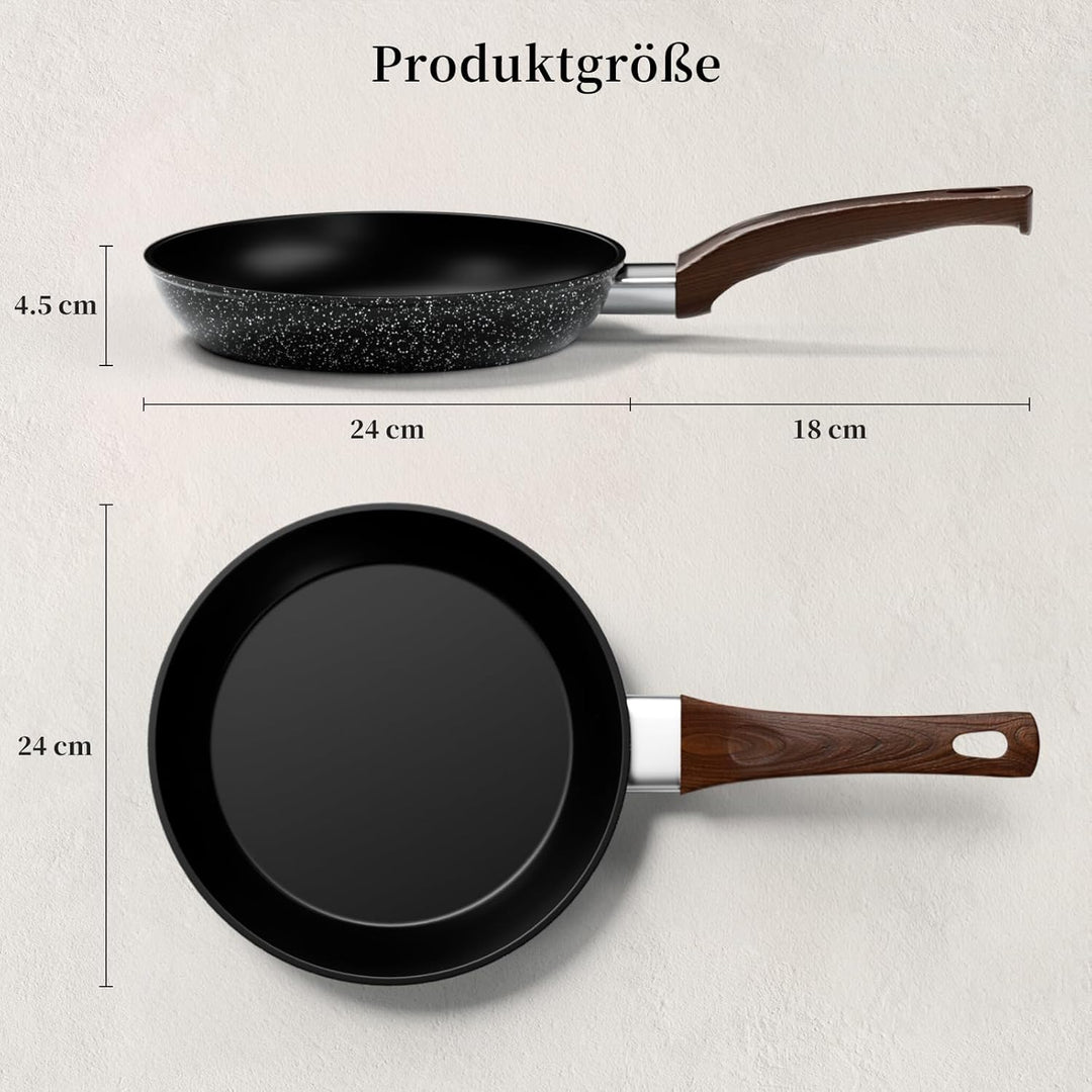 Innerwell Antihaft Bratpfanne 24 cm, Pfanne Induktion mit Keramik Antihaftbeschichtung in Profiquali