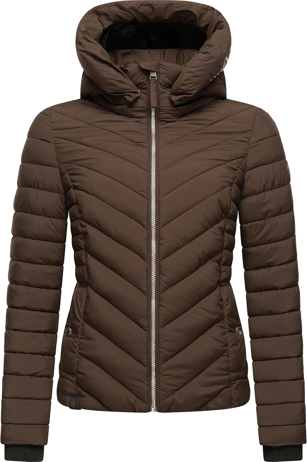 MARIKOO Damen Übergangsjacke leichte Steppjacke kurz mit Abnehmbarer Kapuze Kagomee XS-XXL XL Dark C