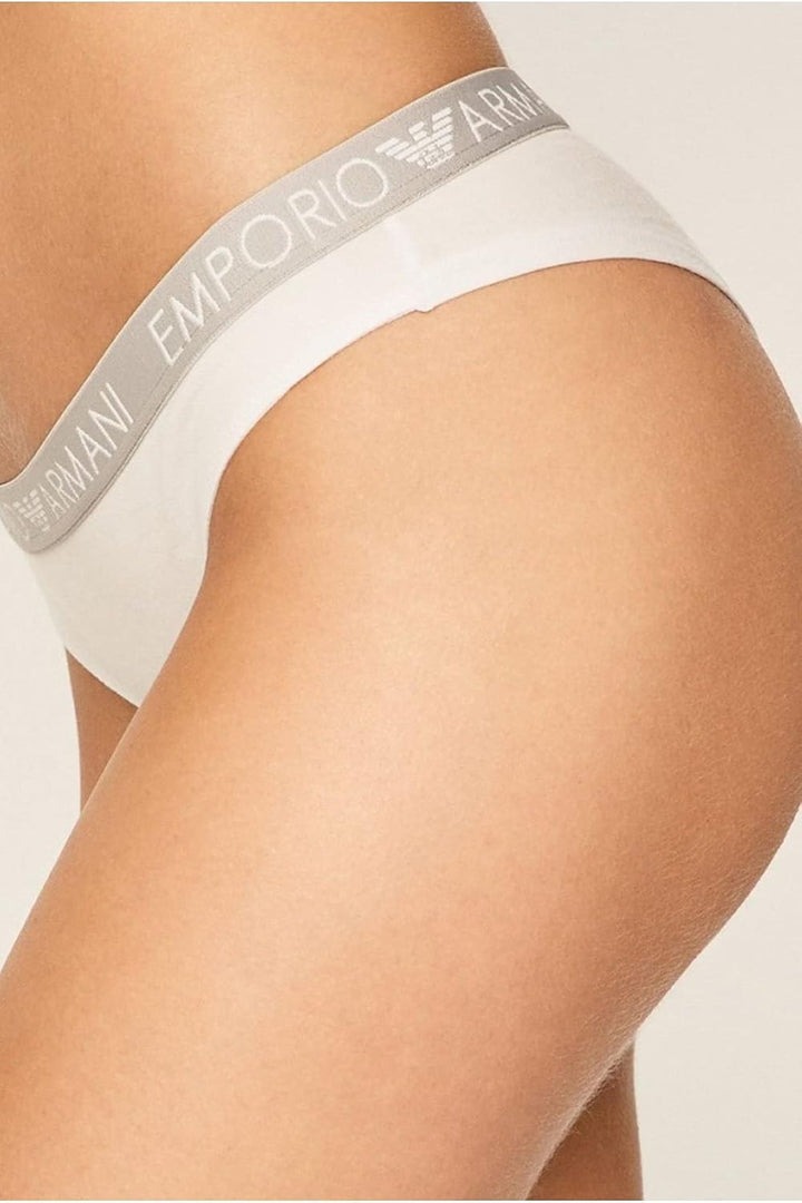 Emporio Armani Damen Bi-Pack Brazilian Brief Iconic Cotton Unterwäsche XS White/Black, XS White/Blac