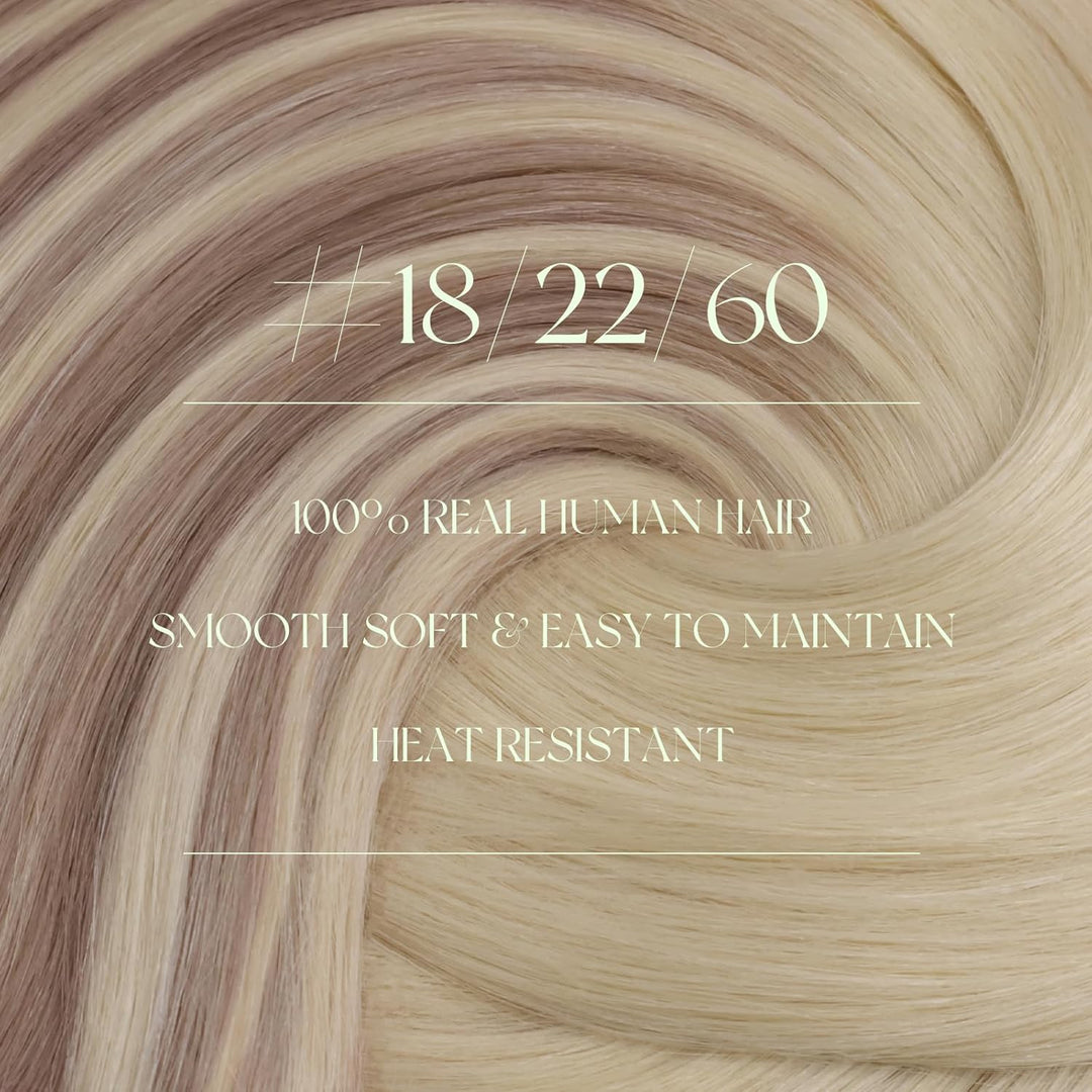 RUNATURE Clip in Extensions Echthaar Balayage 50cm Blond Ombre Platinblond Remy Haarverlängerung 120