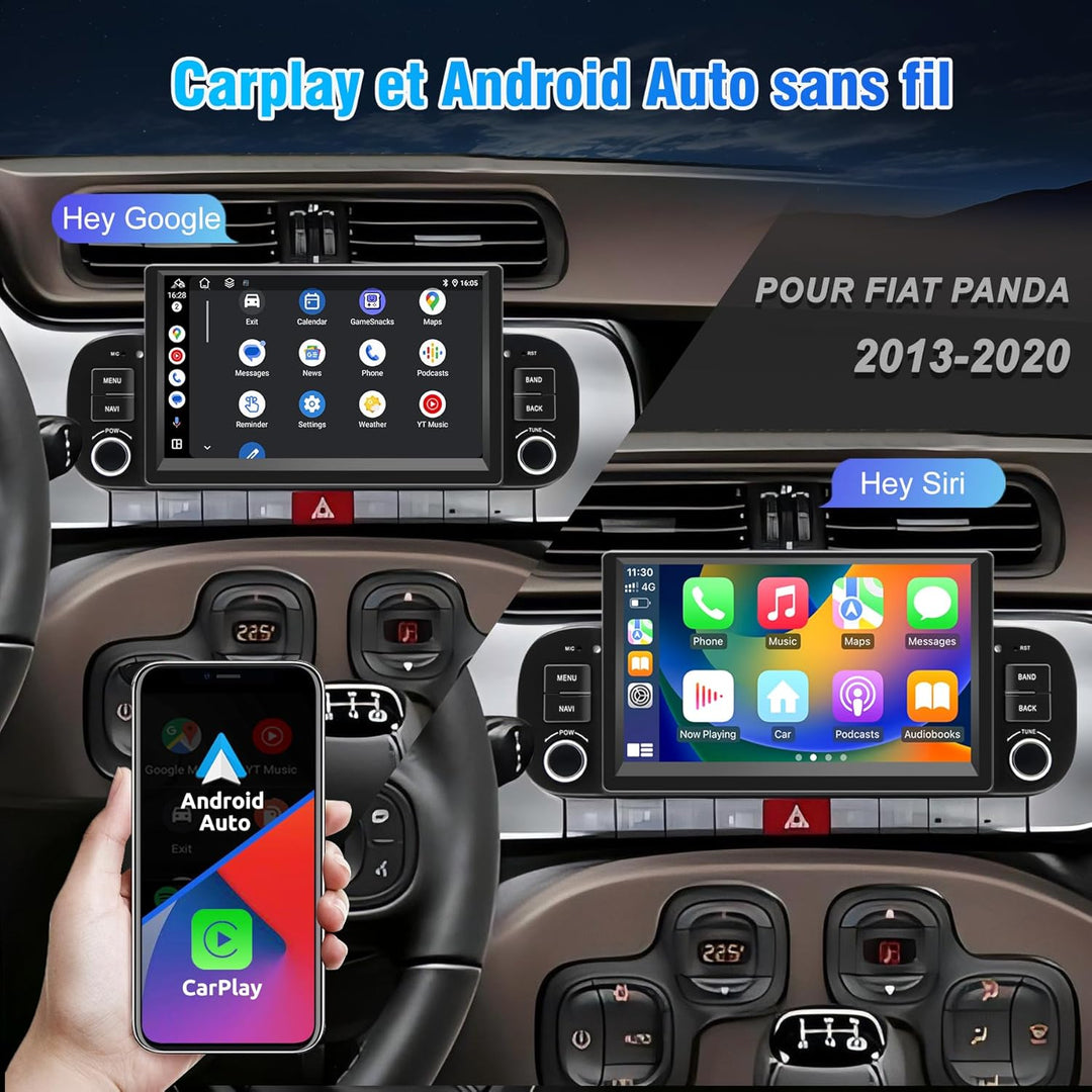 Autoradio für Fiat Panda 2013 2014 2015 2016 2017 2018 2019 2020, Android 13 2G+64G mit Wireless Car
