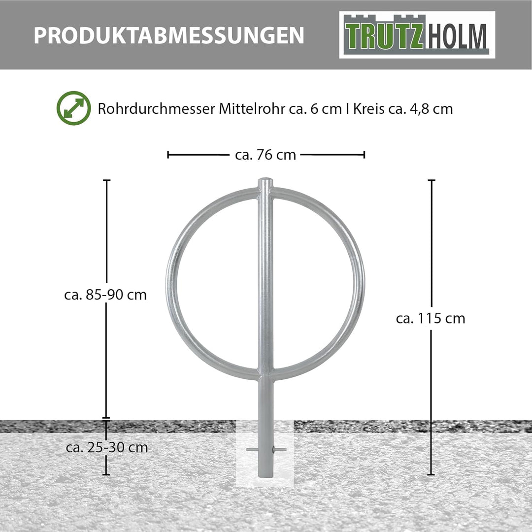 TRUTZHOLM Fahrradanlehnbügel 115 x 76 cm Stahl pulverbeschichtet Ø 60 mm zum Einbetonieren Parker An
