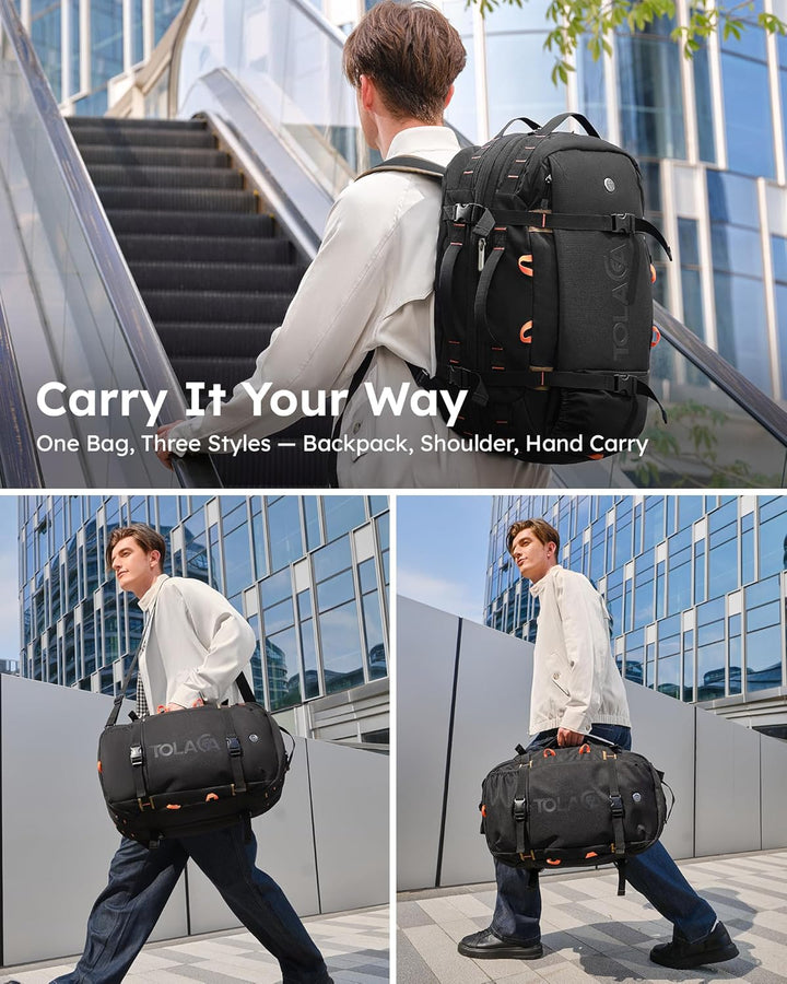 Tolaccea Reiserucksack, Handgepäck Rucksack Flugzeug, TSA-Freundlicher Laptop Rucksack 15,6 Zoll, Er