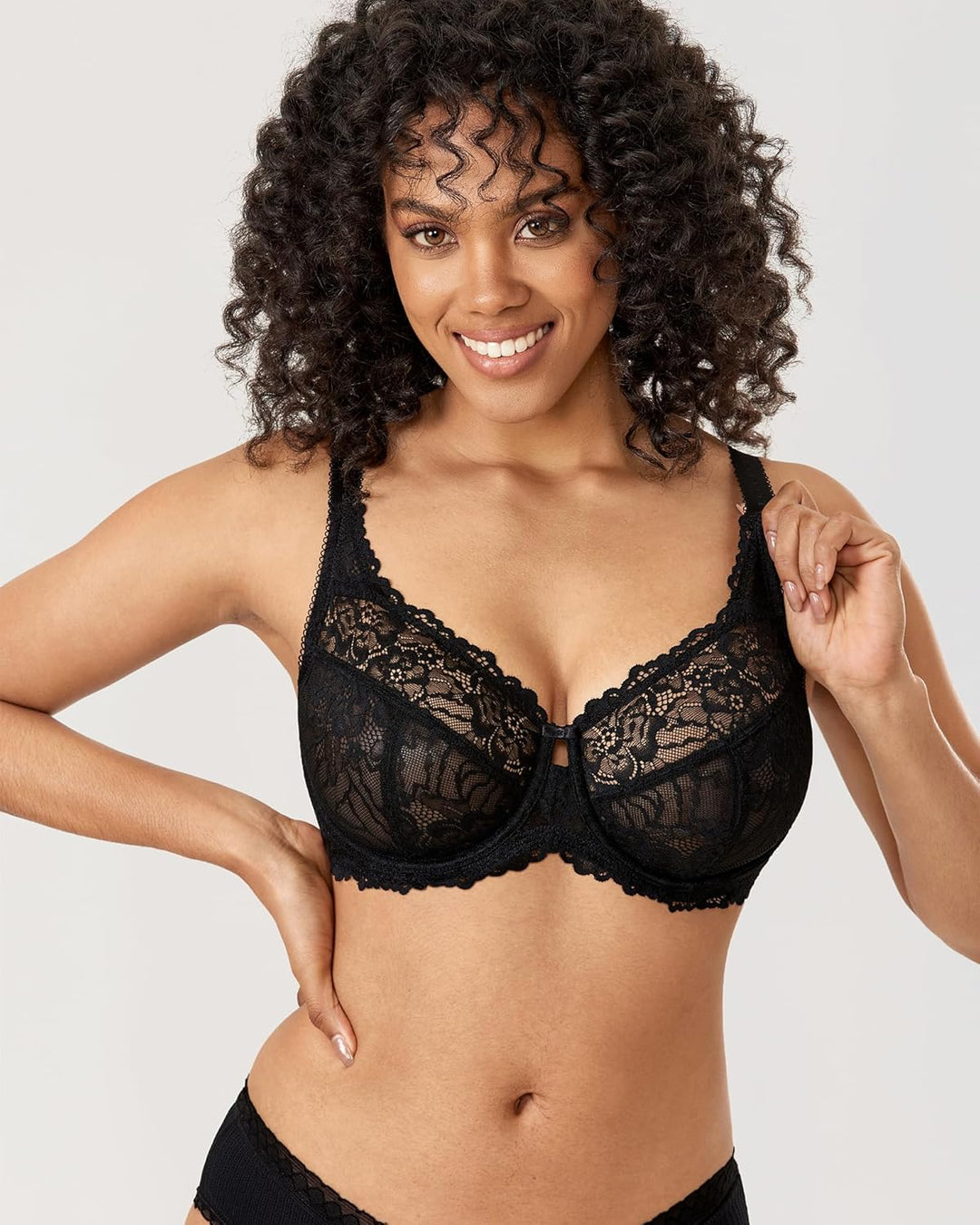 DELIMIRA Damen Minimizer BH Grosse Grössen ohne Polster Vollschalen mit Spitze 75G Schwarz, 75G Schw