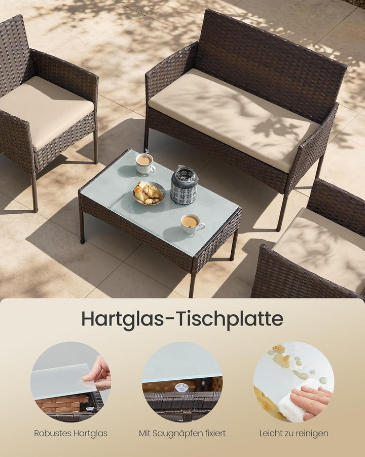 SONGMICS Balkonmöbel, Gartenmöbel-Set, aus PE-Polyrattan, Lounge-Set, Terrassenmöbel, Outdoor, für T