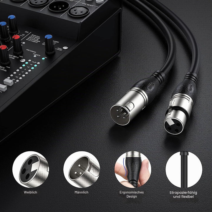 EBXYA XLR Kabel Mikrofonkabel 10M Premium 3-Pin symmetrischer XLR Stecker auf Buchse Mikrofonkabel D