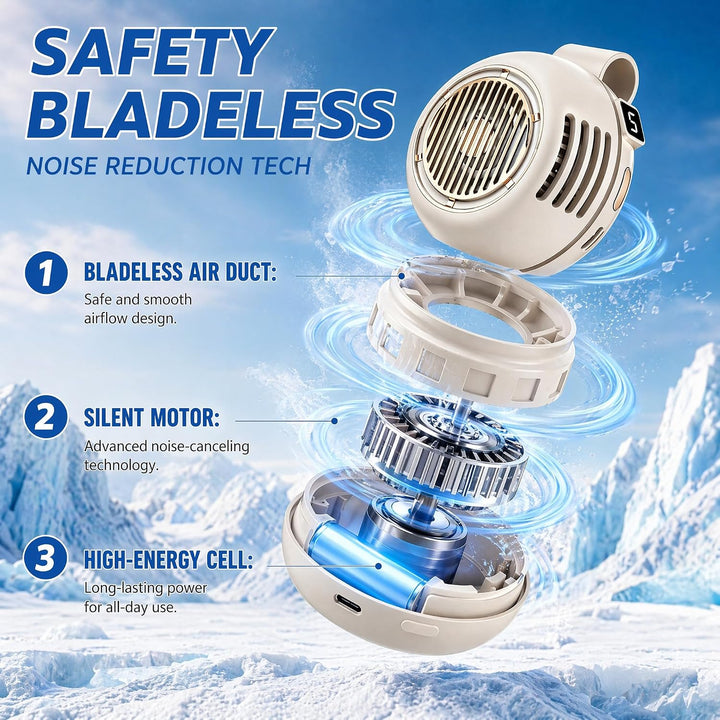 Yizemay Tragbarer Clip Ventilator, Taillenclip-Ventilator, Mini Ventilator Mit Clip, Bladeless Elect