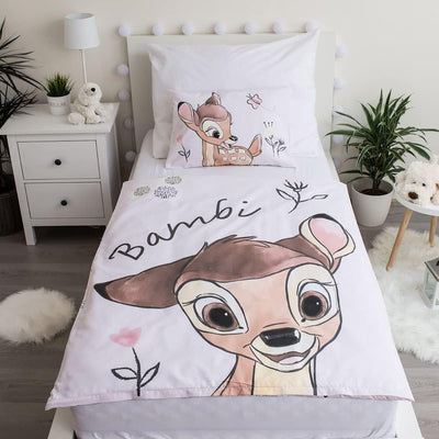 Disney Bambi Baby-Bettwäsche, 100% Baumwolle, Bettbezug 100 x 135 cm + Kissenbezug 40 x 60 cm