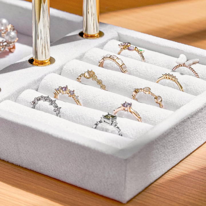 Schmuck Organizer mit 3 Ebenen - Weiss Schmuckständer Armbänder, Abnehmbarer T-Steg Schmuck Ständer,