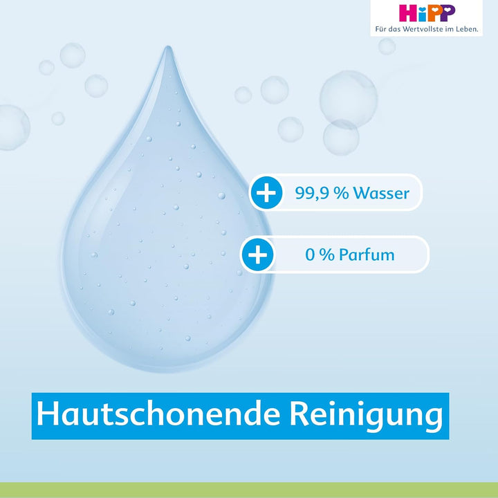 HiPP Babysanft Feuchttücher Soft und Pur, 864 Stück (18 Packungen mit 48), mit 99,9% Wasser und 0% P