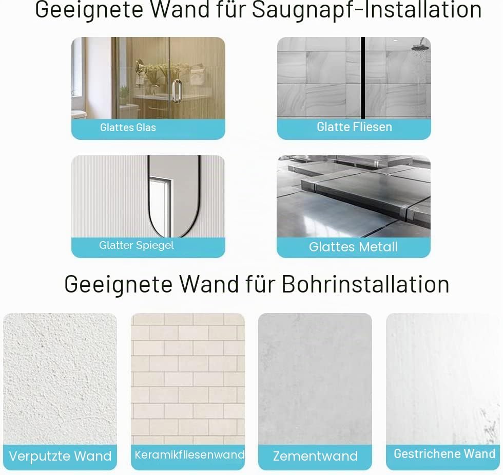 Hershii Duschvorhangstangen U-förmige Vorhangschiene Dusche Badewannenstange Eckgardinenstange Ohne