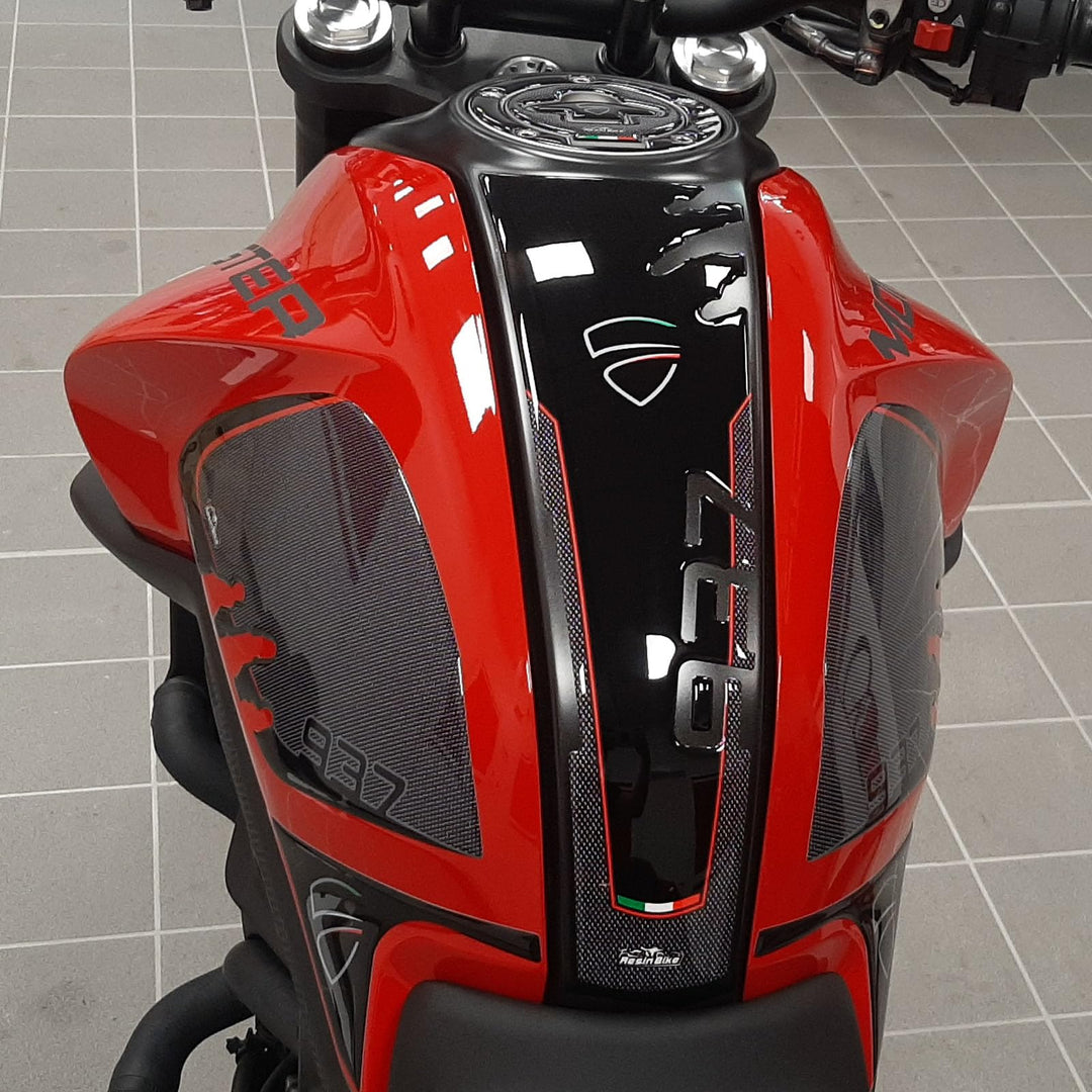 Resin Bike Aufkleber für Motorrad Kompatibel mit Ducati Monster 937 2021. Tankabdeckung vor Stössen