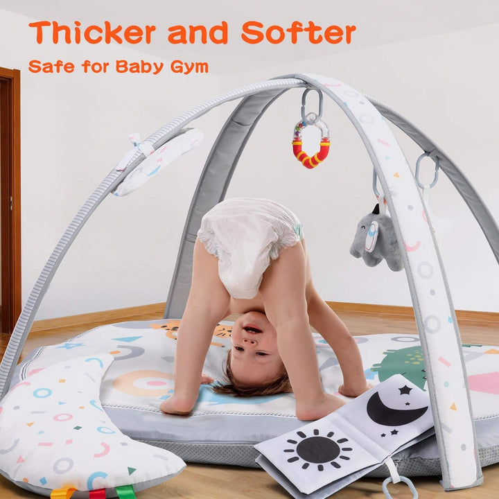 Lupantte Baby Spieldecke,Spielbogen Baby 2 Austauschbaren Bezügen,Spielmatte mit Spielbogen Abnehmba