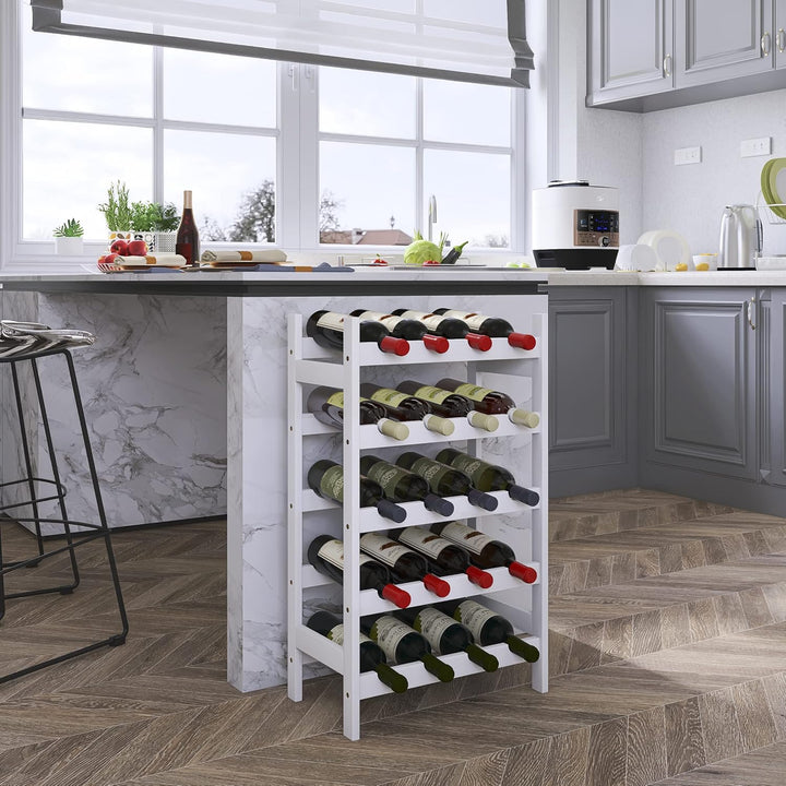 SMIBUY Bambus-Weinregal, 20 Flaschen-Display-Halter, 5-stöckige freistehende Lagerregale für Küche,