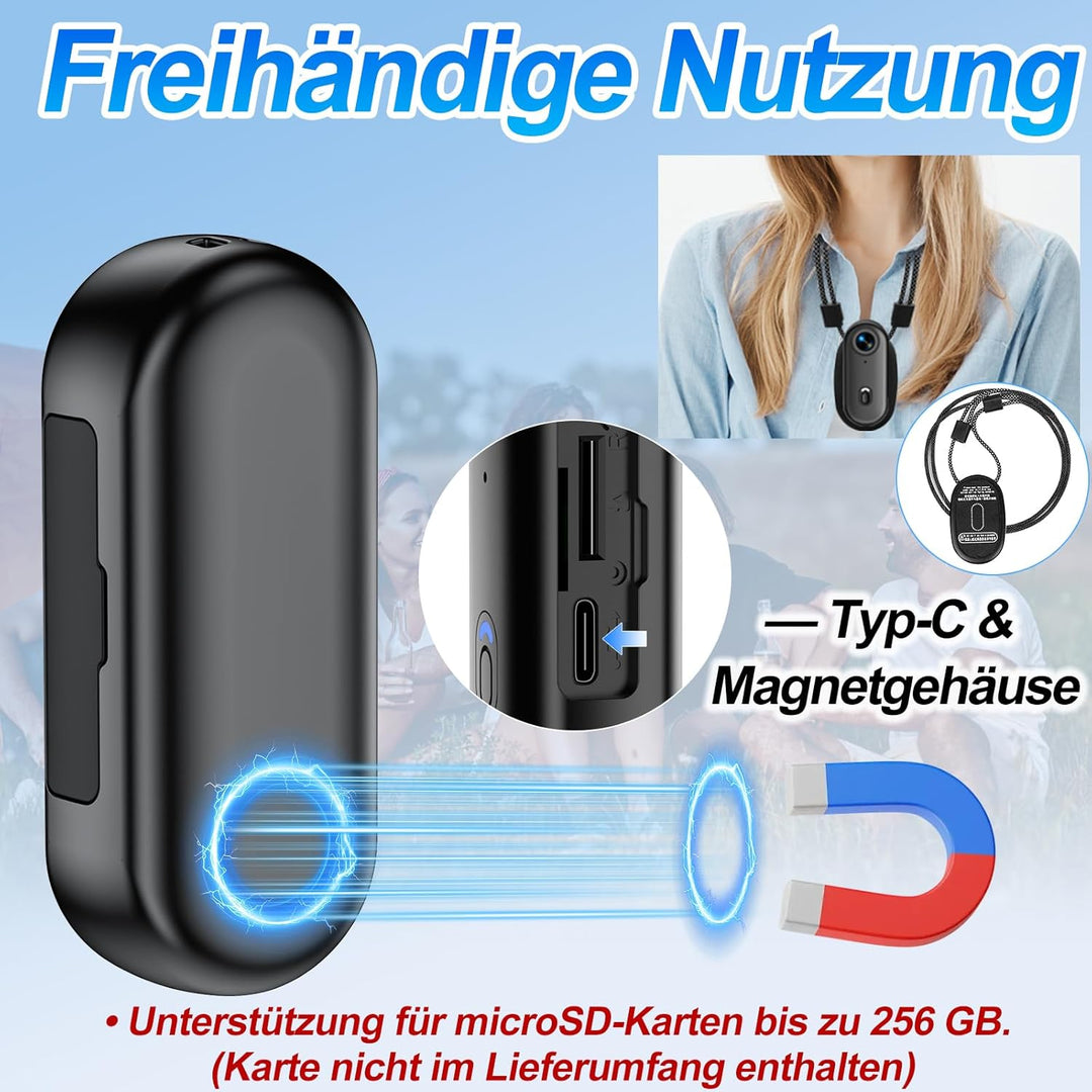 Action Cam Mini, 1080P HD Bodycam WiFi Mit Wasserdichter Hülle, 150° Weitwinkelobjektiv Actionkamera