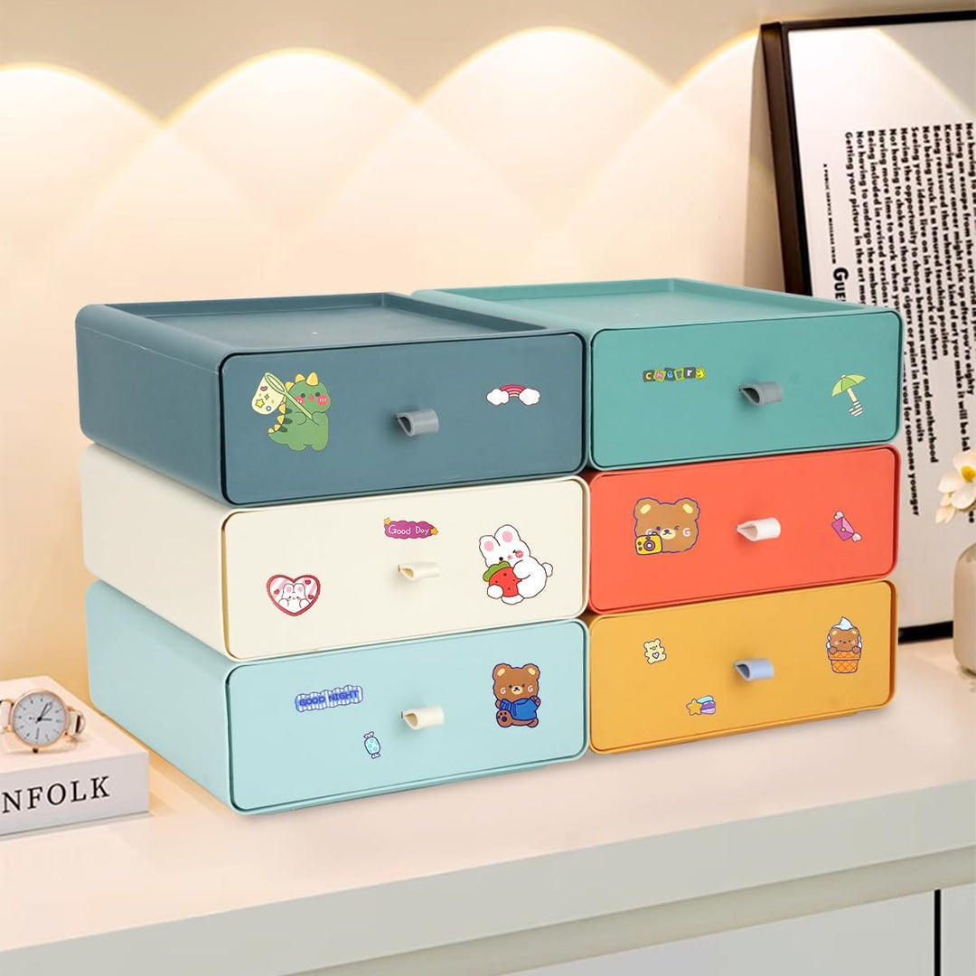 TIE-DailyNec 6 Stück Stapelbare Schubladenboxen, Kosmetik Organizer Schubladenbox, Aufbewahrungsbox