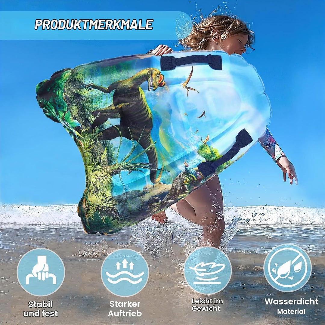 Aufblasbares Bodyboard, Shyllin Bodyboard mit Griffen, Surfbrett Aufblasbar, Mini Luftmatratze, Schw