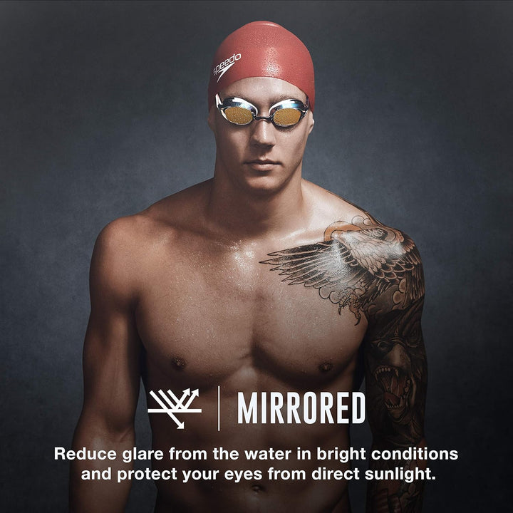 Speedo Vanquisher 2.0 Schwimmbrille, Panorama, blendfrei, beschlagfrei, mit UV-Schutz Schwarz, Schwa
