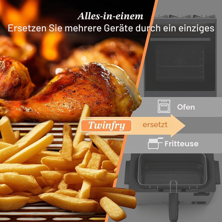 COSORI Air Fryer 10 l Twinfry, Fritteuse ohne Öl, 5-in-1, Dual Zone Airfryer mit abnehmbarem Trenner