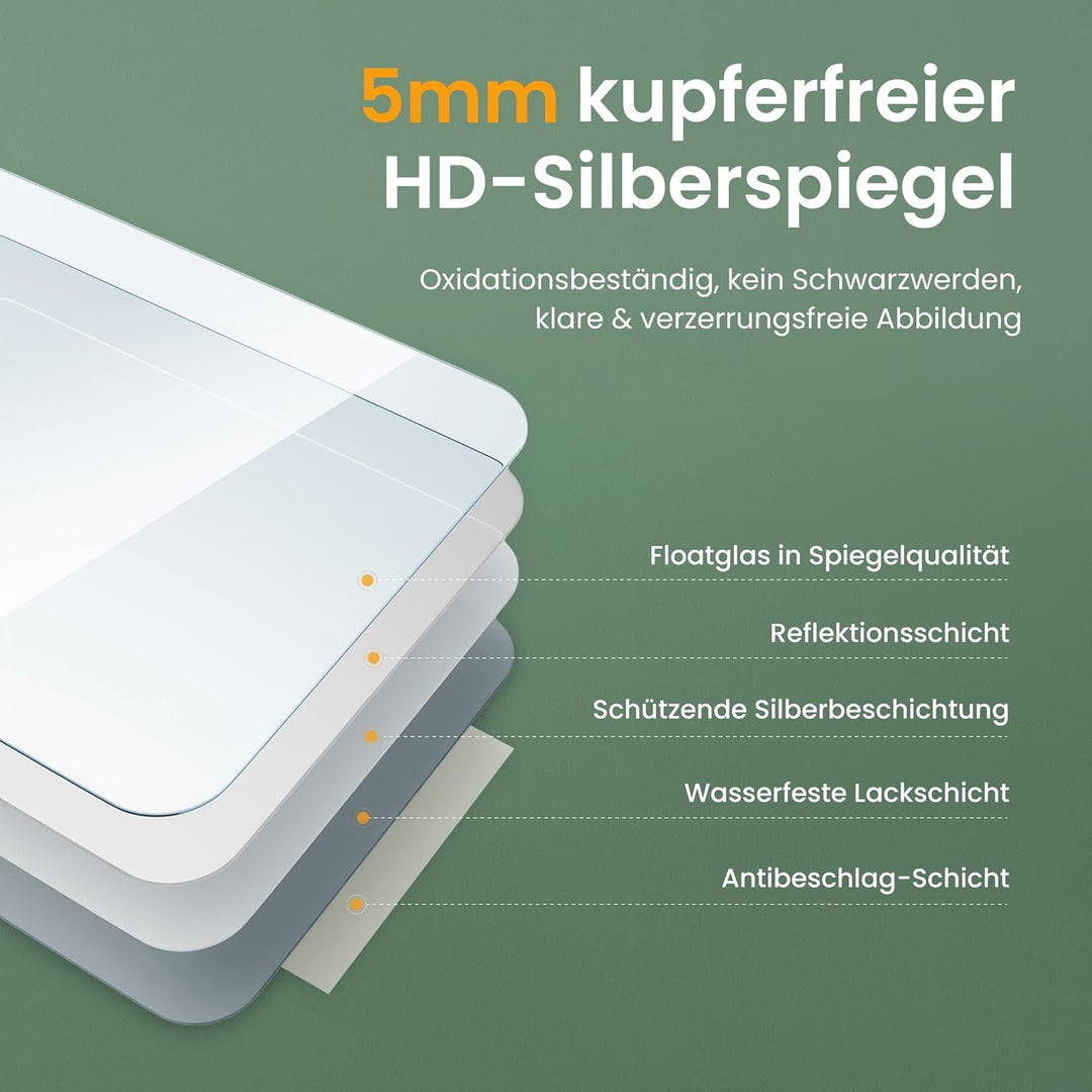 Mai &amp; Mai Badspiegel mit LED Beleuchtung Wandspiegel 120x80cm Bad-Spiegel mit Touchschalter, Beschla