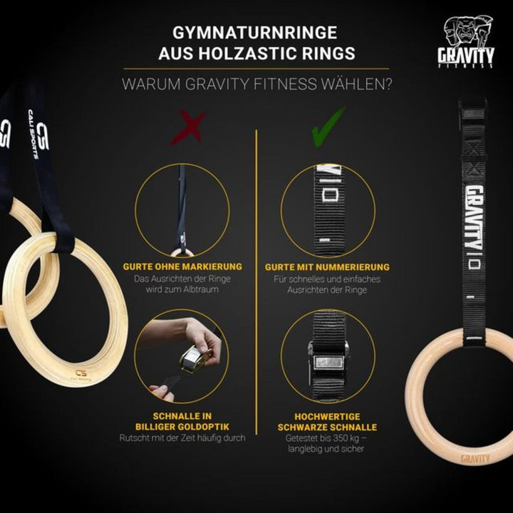 Gravity Fitness Holz-Gymnastikringe 32mm, 32mm