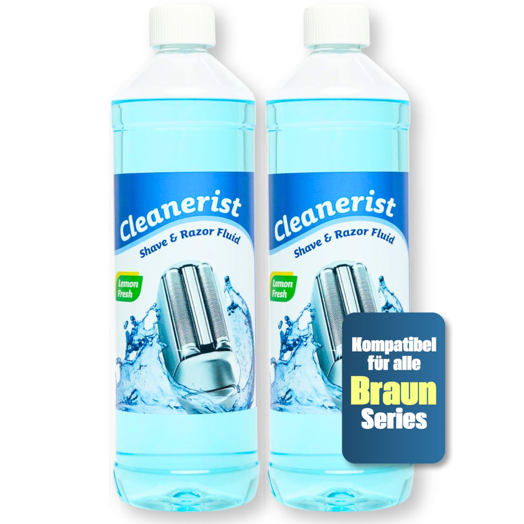 2x1 l Cleanerist Scherkopfreiniger zum Nachfüllen geeignet für die Rasierer von Braun Clean & Renew