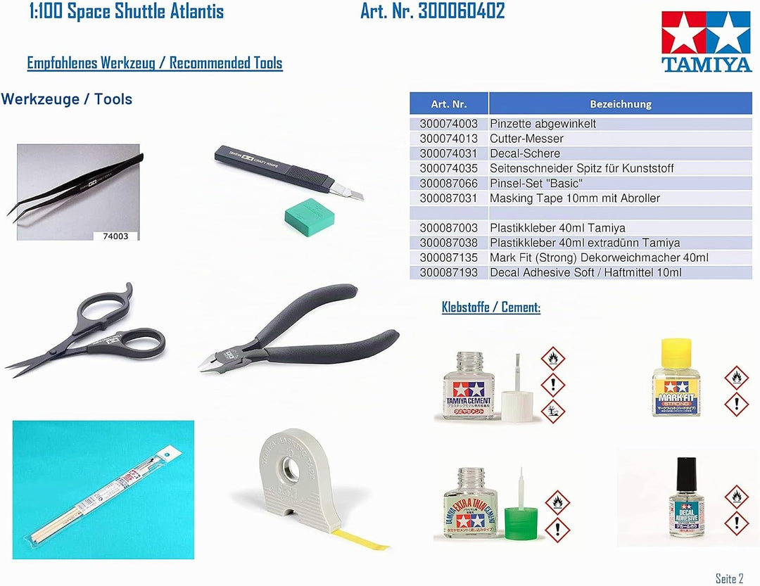 Tamiya 300060402-1:100 Space Shuttle Atlantis, Silber