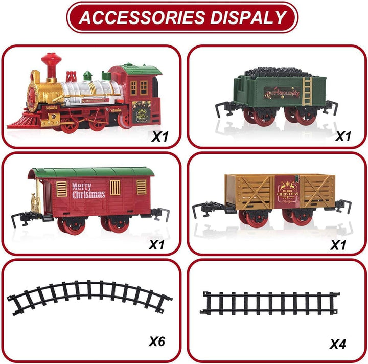 Niumowa Weihnachtszug-Set, Eisenbahn Kinder Elektrisch mit Sounds, Weihnachtszug um den Weihnachtsba