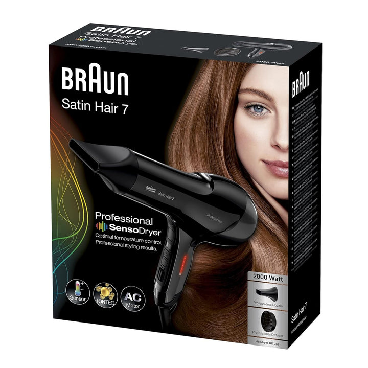 Braun Satin Hair 7 SensoDryer Haartrockner, professioneller Föhn mit Thermosensor, IonTec und Diffus