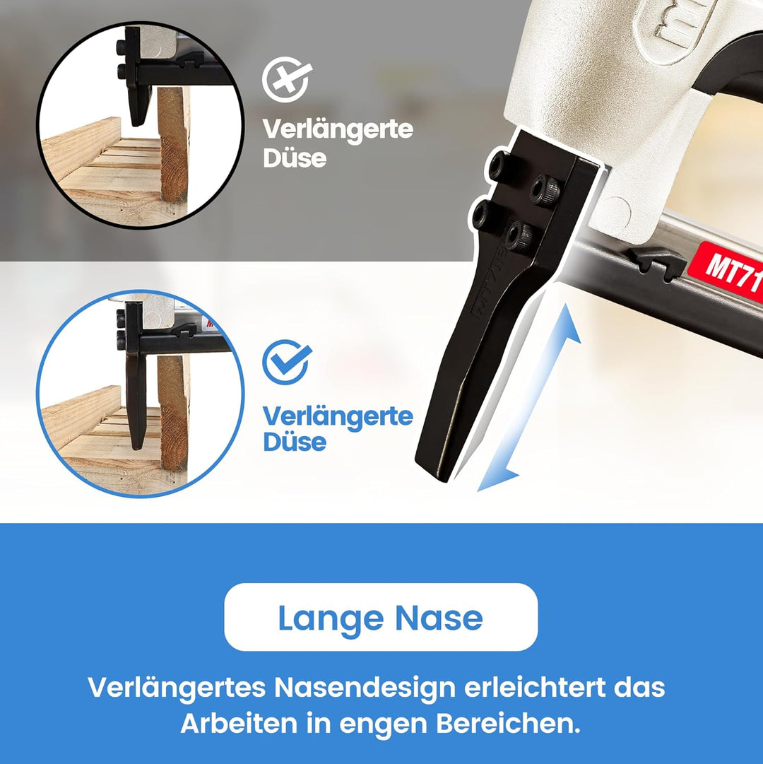 meite MT7116LN Pneumatisches Polsterheftgerät, 22 Gauge, 71 Serie, 3/8 Zoll Krone, 1/4 Zoll bis 5/8