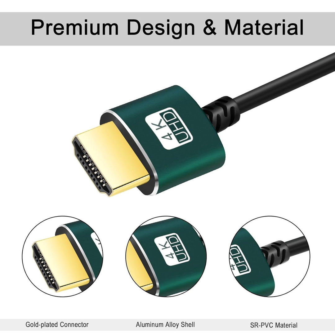 Thsucords Hyper Slim Mini HDMI zu HDMI Kabel 2M 2 Stück, Ultradünnes und Flexibles HDMI Mini Kabel U