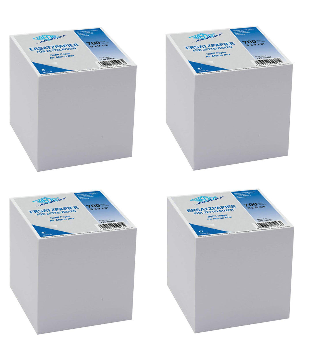 Wedo 27026500 Ersatzpapier (für Zettelbox, holzfrei, 9 x 9 cm, 700 Blatt) (4, weiss)