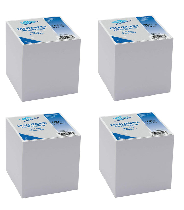 Wedo 27026500 Ersatzpapier (für Zettelbox, holzfrei, 9 x 9 cm, 700 Blatt) (4, weiss)