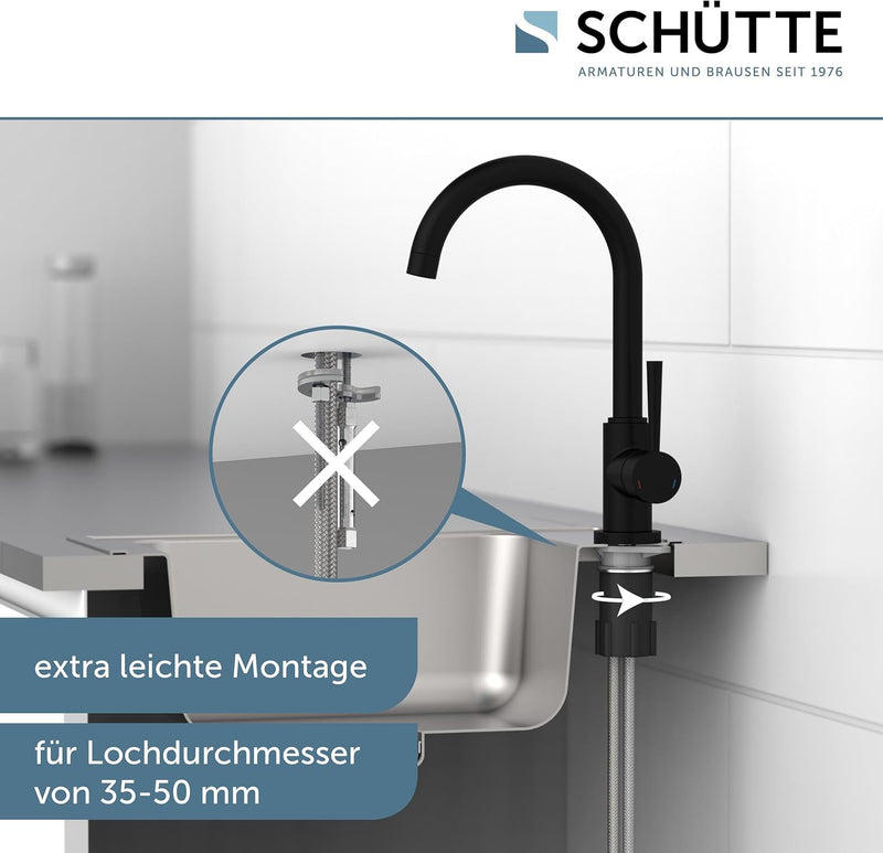 SCHÜTTE 79166 Küchenarmatur Cornwall, 360 Grad schwenkbarer Wasserhahn Küche, Mischbatterie für die