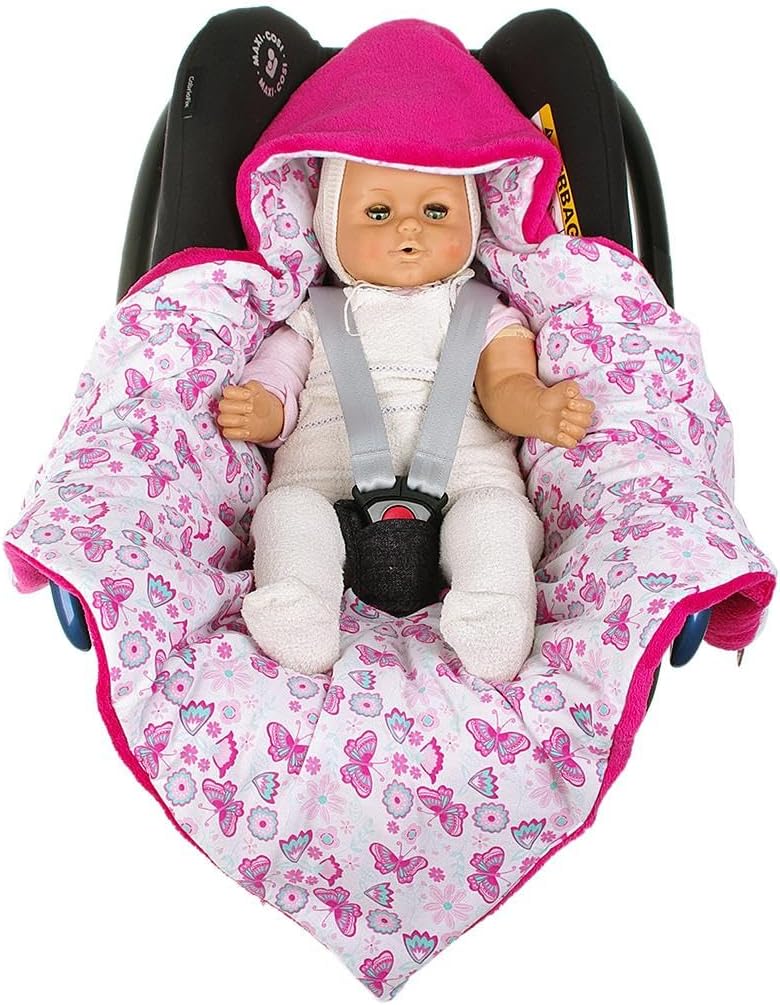 Einschlagdecke für die Babyschale Babyschalenfusssack Sommer Fusssack (Rosa, Schmetterling) Rosa Sch