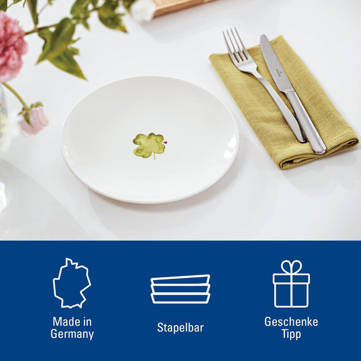 Villeroy & Boch – With Love Frühstücks-/ Dessertteller "Good Luck" Weiss, Spülmaschinenfest, Mikrowe