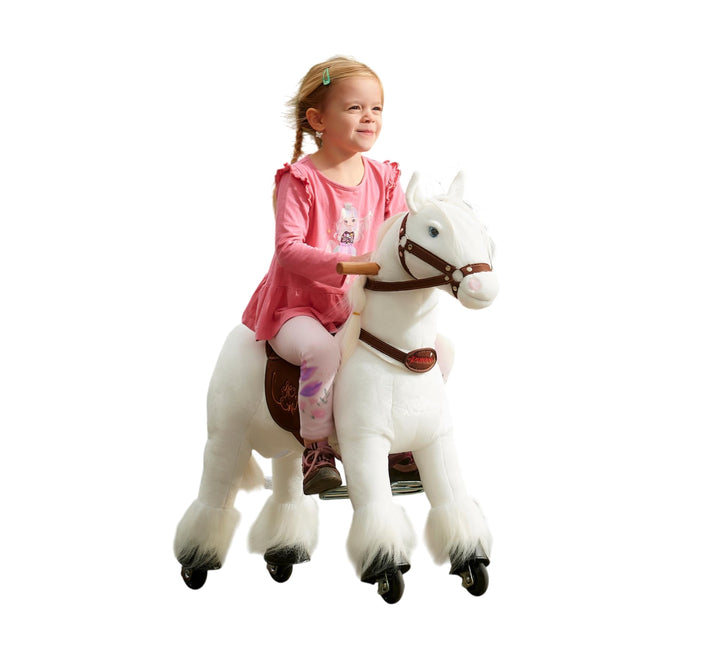 PONNIE Reitpferd mit Rollen Tiara S für Kinder 3-6 Jahre (30 kg) – Ohne Batterie – Mitwachsend dank