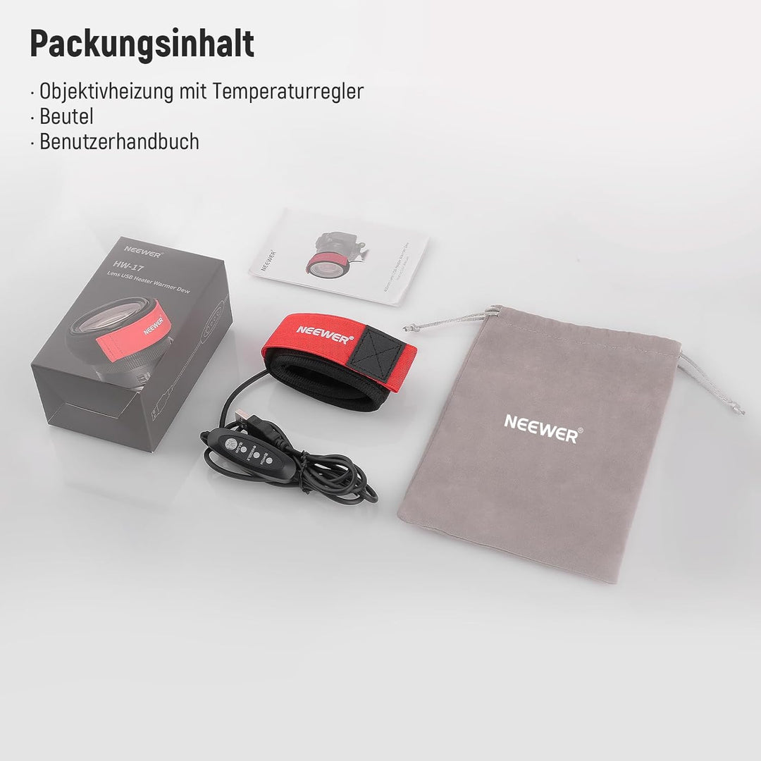 NEEWER USB Objektivheizung, 300mm Objektivwärmer für DSLR Kamera und Teleskop, 3 Temperatureinstellu